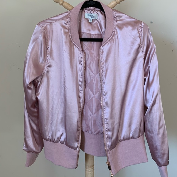 charlotte russe pink & gold bomber jacket - Picture 1 of 3